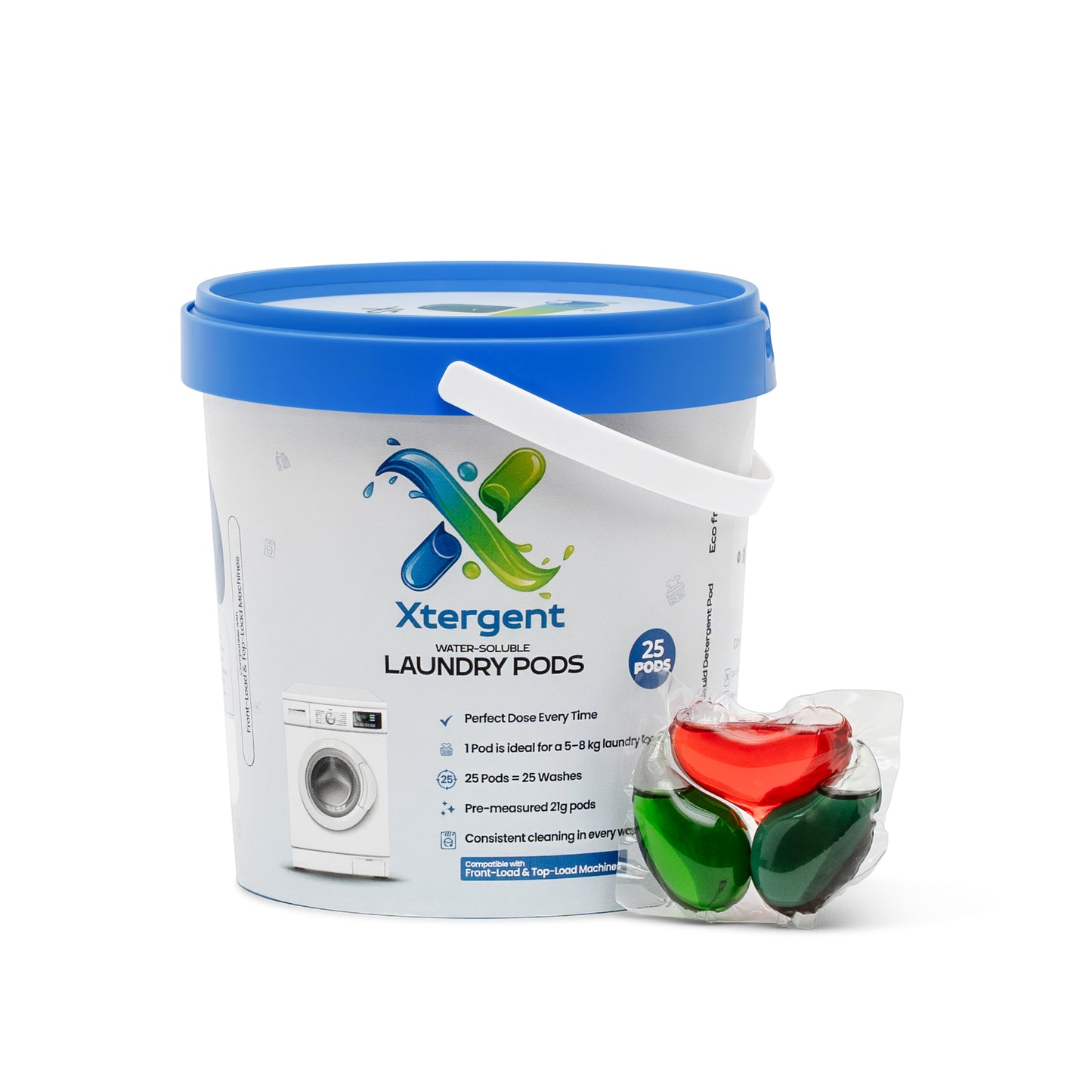 Xtergent Laundry Pods 50 Count | Water-Soluble Detergent Pods for Washing Machine V.2