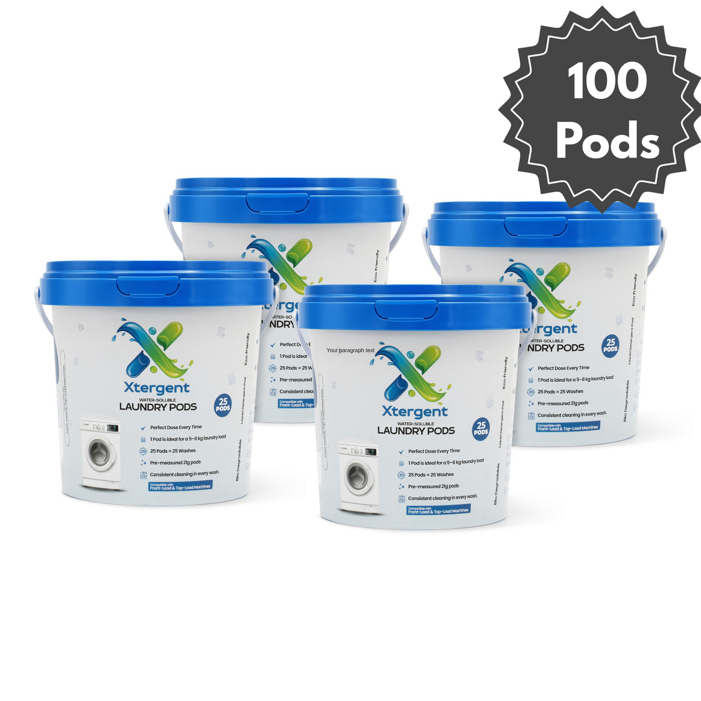 Xtergent Laundry Pods 25 Count | Water-Soluble Detergent Pods for Washing Machine